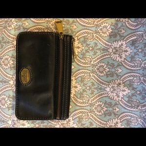 Fossil Black Leather Double Zipper Wallet